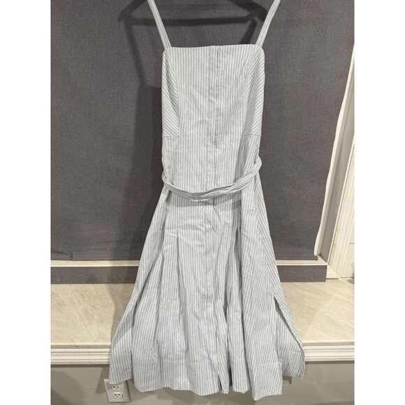 Club Monaco Blue & White Striped Sleeveless Dress With Belt Size 12 - Picture 1 of 6